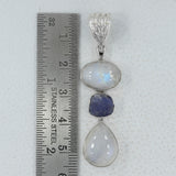 Rainbow Moonstone Silver Pendant