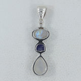 Rainbow Moonstone Silver Pendant