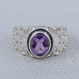 Natural Amethyst Silver Rings