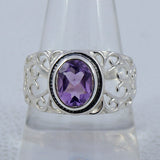 Natural Amethyst Silver Rings