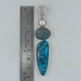 Blue Copper Turquoise Silver Pendant