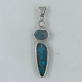 Blue Copper Turquoise Silver Pendant