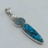 Blue Copper Turquoise Silver Pendant