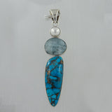 Blue Copper Turquoise Silver Pendant