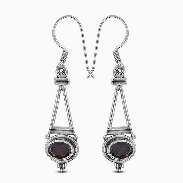 Garnet Silver Earrings