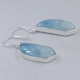 Aquamarine Cabochon Silver Earrings