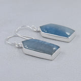 Aquamarine Cabochon Silver Earrings