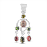 Multi Tourmaline 925 Silver Pendant