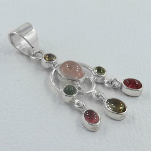 925 Silver Multi Tourmaline Pendants