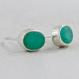 Emerald Studs Silver Earrings