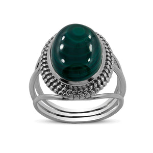 925 Sterling Silver Malachite Rings