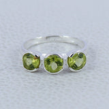 Natural Peridot Silver Rings