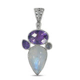 Moonstone & Amethyst Silver Pendant