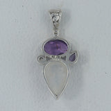 Moonstone & Amethyst Silver Pendant