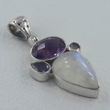 Moonstone & Amethyst Silver Pendant