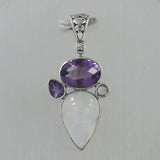 Moonstone & Amethyst Silver Pendant