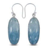 Aquamarine Cabochon Silver Earrings