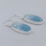 Aquamarine Cabochon Silver Earrings