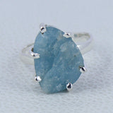 Raw Aquamarine Silver Ring