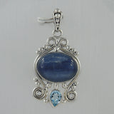 Natural Blue Kyanite Silver Pendant