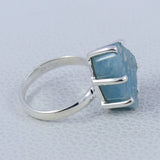 Raw Aquamarine Silver Ring