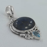 Natural Blue Kyanite Silver Pendant