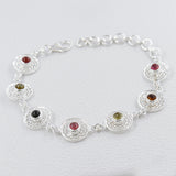 Multicolor Tourmaline Bracelets - Tourmaline Sterling Silver Tarakashi Jewelry