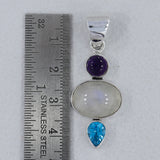 Rainbow Moonstone Silver Pendants