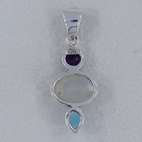Rainbow Moonstone Silver Pendants