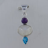 Rainbow Moonstone Silver Pendants