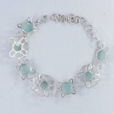 Larimar and Rainbow Moonstone Sterling Silver Bracelets