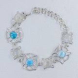 Larimar and Rainbow Moonstone Sterling Silver Bracelets