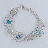 Larimar and Rainbow Moonstone Sterling Silver Bracelets