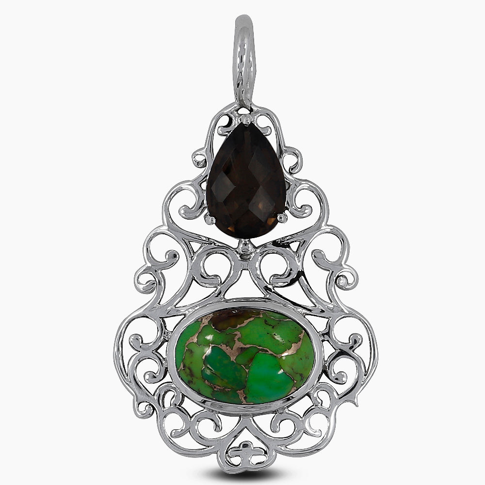 Green Copper Turquoise Silver Pendants