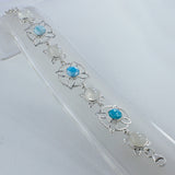 Larimar and Rainbow Moonstone Sterling Silver Bracelets