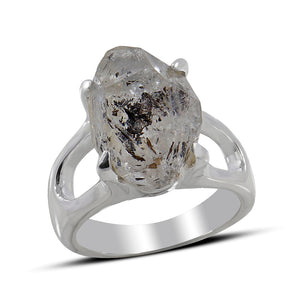 Raw Herkimer Quartz Silver Rings