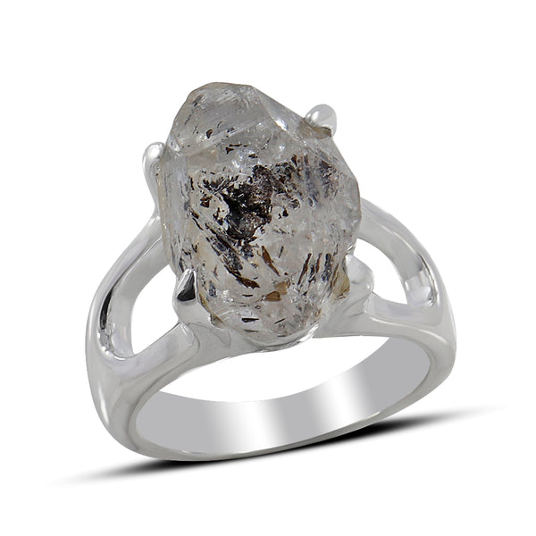 Raw Herkimer Quartz Silver Rings