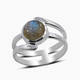 Rainbow Moonstone Silver Rings