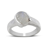 Natural Rainbow Moonstone Silver Ring