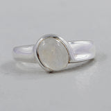 Natural Rainbow Moonstone Silver Ring