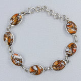 Oval Orange Spiny Oyster Sterling Silver Bracelets