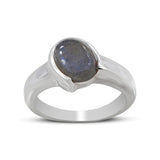 Natural Rainbow Moonstone Silver Ring