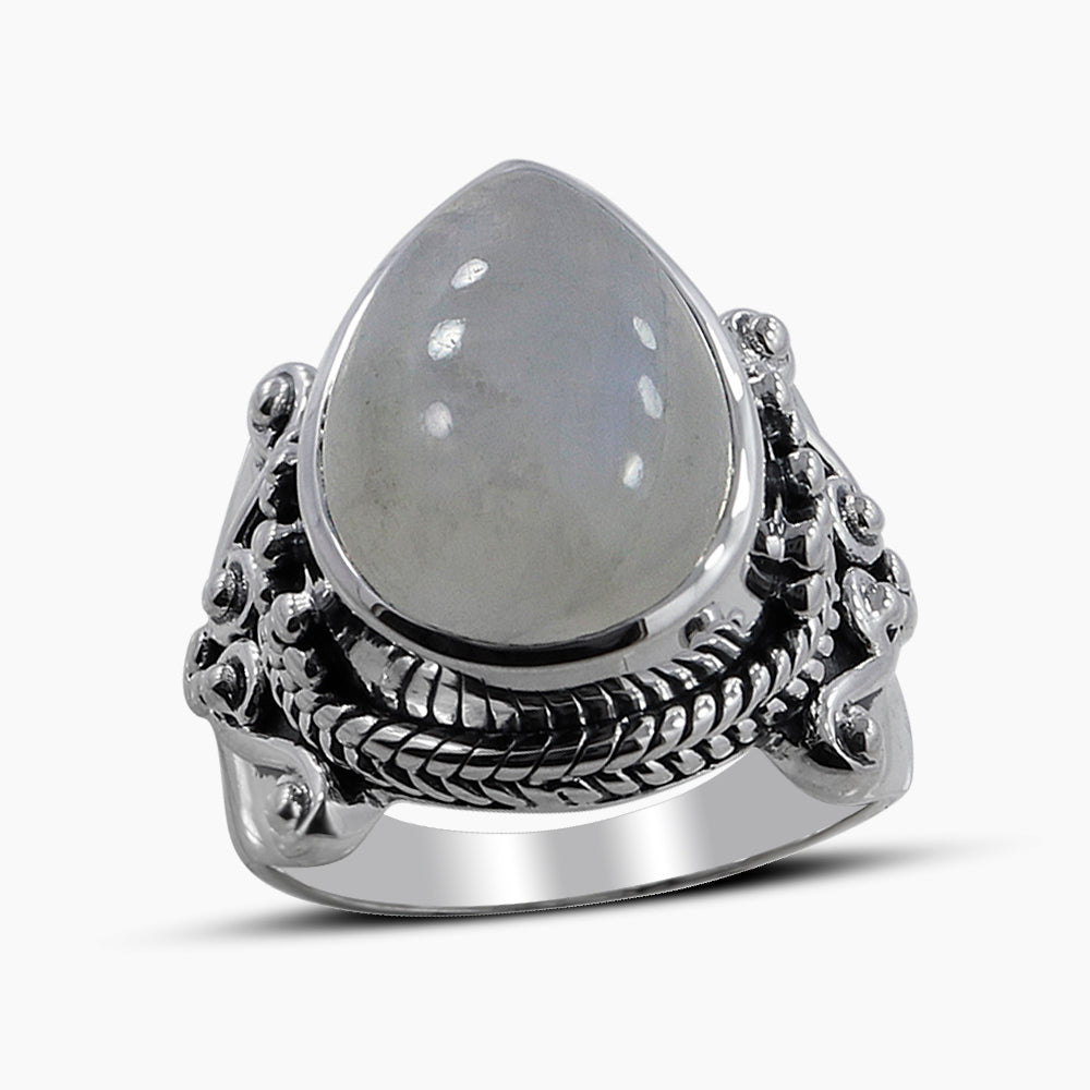 Rainbow Moonstone Silver Rings