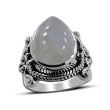 Rainbow Moonstone Silver Ring