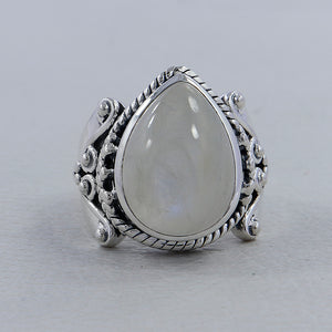 Rainbow Moonstone Silver Ring
