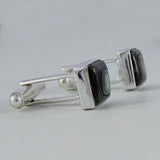 Abalone Shell Square Classic Cufflinks with 925 Sterling Silver Jewelry