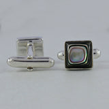 Abalone Shell Square Classic Cufflinks with 925 Sterling Silver Jewelry