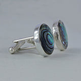 Abalone Shell Cufflinks Handmade Men's Silver Cufflinks