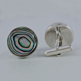 Abalone Shell Cufflinks Handmade Men's Silver Cufflinks