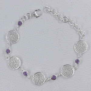 925 Silver Amethyst Filigree Designer Bracelet